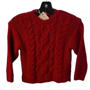NWT ZARA GIRLS RED CABLE KNIT POPCORN SWEATER  Size 4-5